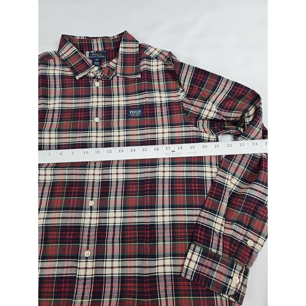 Ralph Lauren Polo Button Shirt Boys XL 18-20 Cotton Burgundy Plaid - Picture 4 of 4